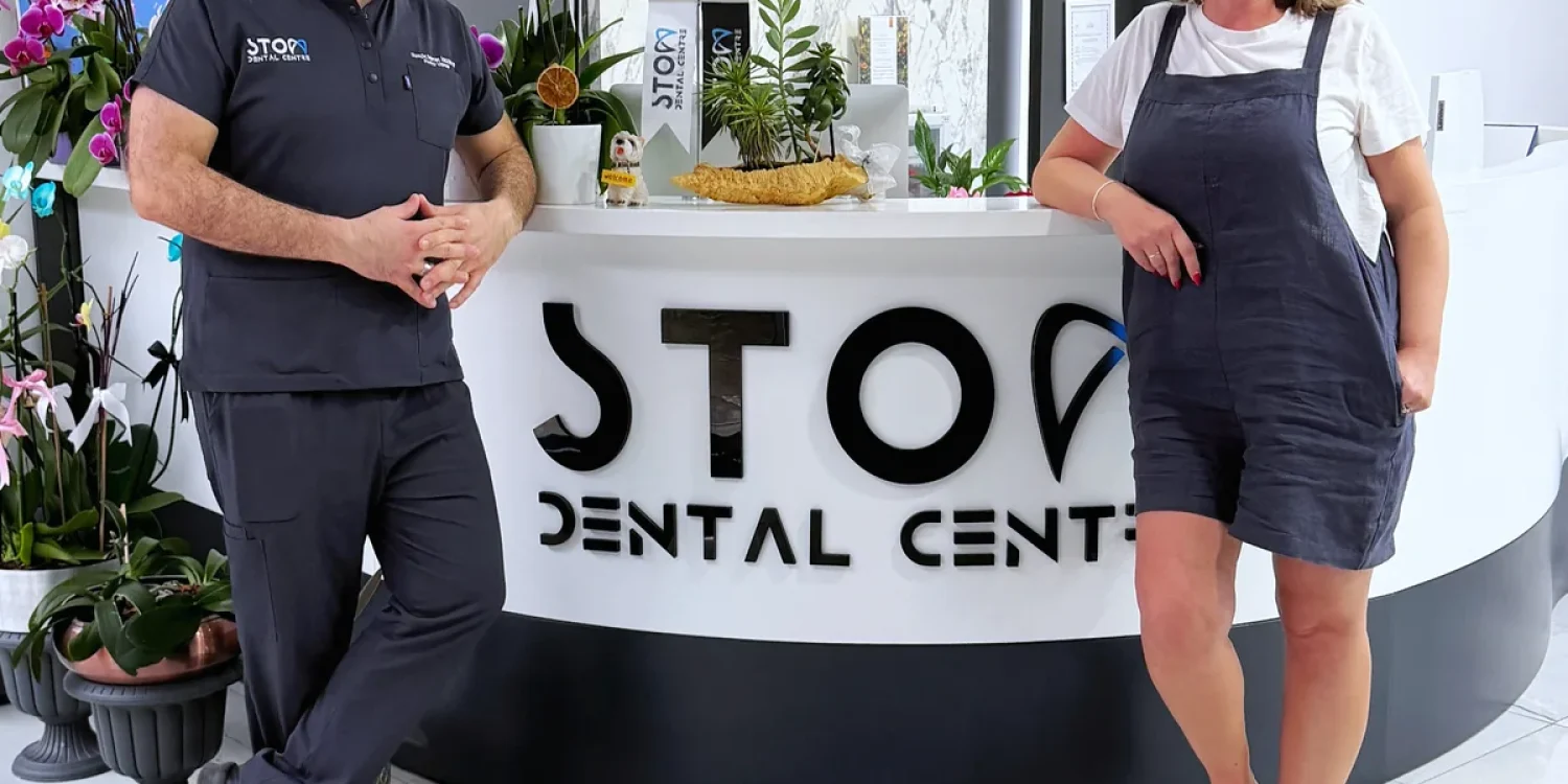 Doctor and patient at the Stom Dental Centre reception, Antalya