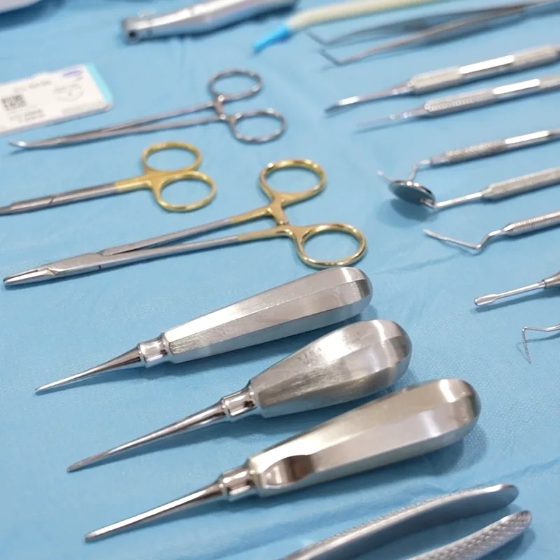 Prepared surgical instrument tray in our clinic
