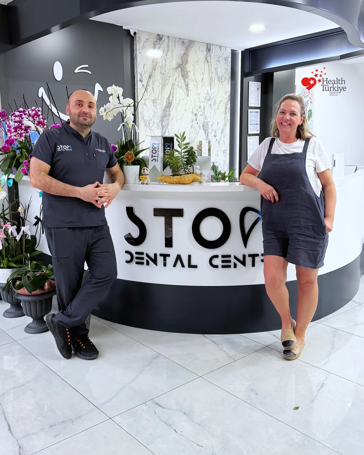 Doctor and patient at the Stom Dental Centre reception, Antalya